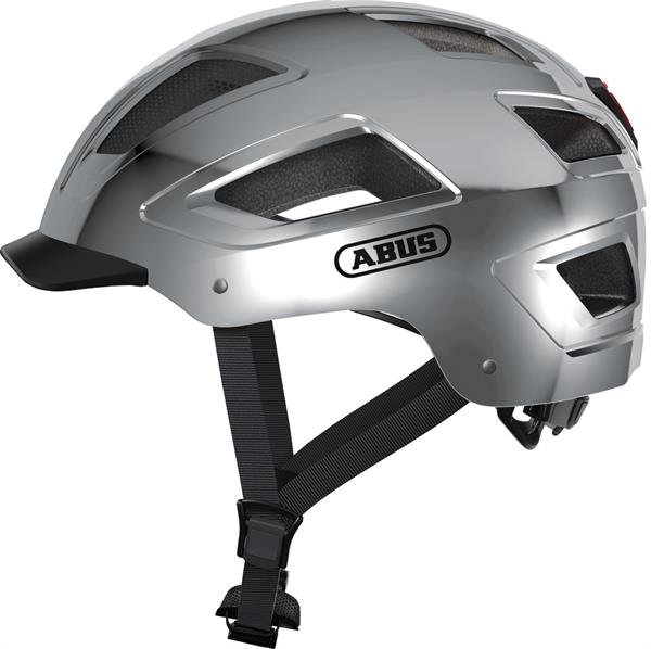 abus fahrradhelm licht wechseln Abus hyban 2.0 Chrome Silver LED Rücklicht