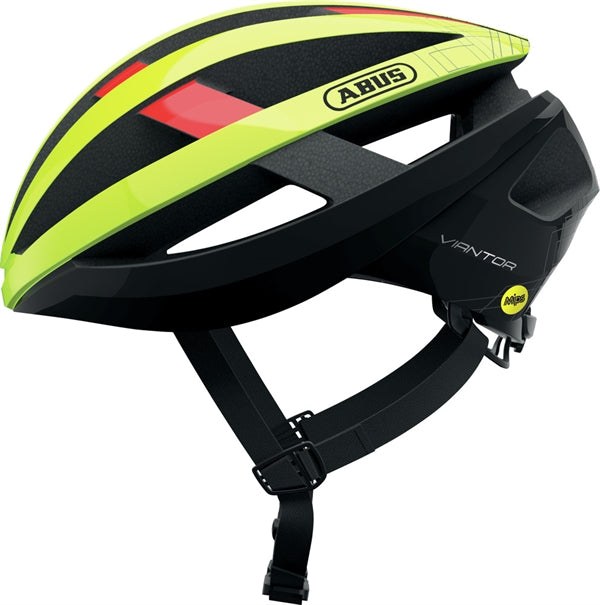 fahrradhelm reflektor Abus Viantor Mips Neon Yellow Rennradhelm