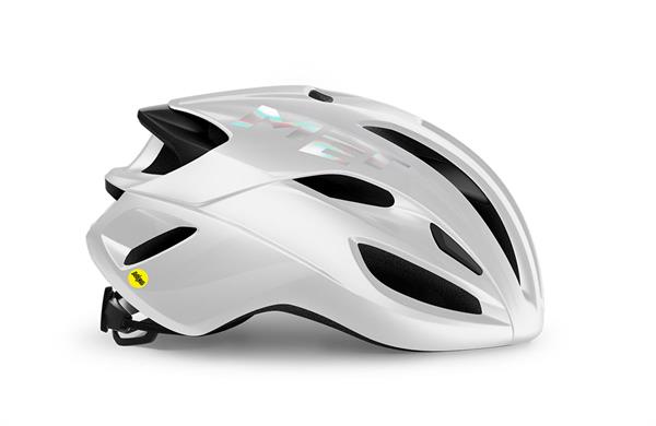 rennrad helm met Met Rivale Mips White Glossy. Weißer Rennradhelm