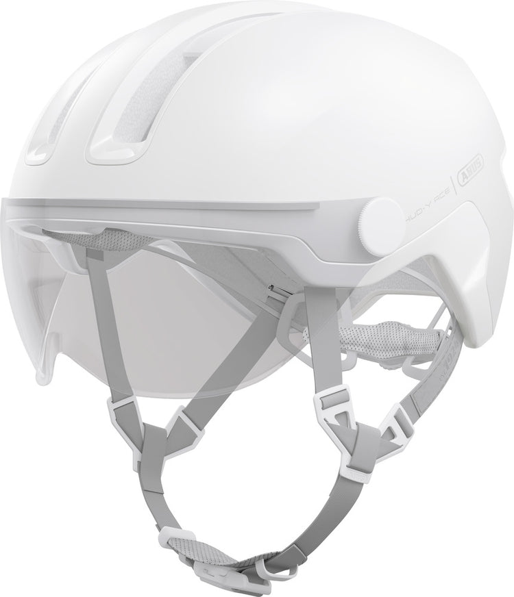 ABUS HUD-Y ACE cityhelm - stijlvolle fietshelm met vizier en magnetisch, oplaadbaar LED-achterlicht - voor mannen en vrouwen - blauw, maat M ABUS HUD-Y ACE cityhelm - stijlvolle fietshelm met vizier en magnetisch, oplaadbaar LED-achterlicht - voor mannen en vrouwen - blauw, maat M