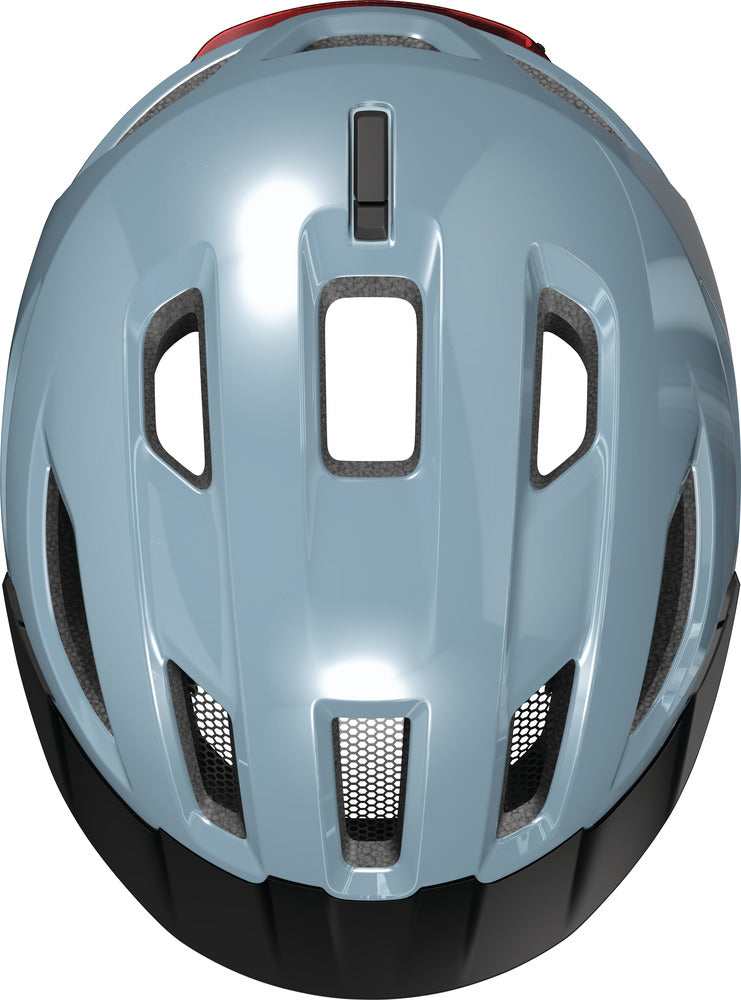 fahrradhelm abus blau Abus Urban-I 4.0 Glacier Blue Fahrradhelm mit LED Rücklicht