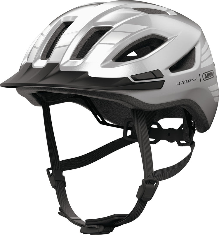 Abus Urban-I 4.0 Signal Silver Fahrradhelm mit LED Rücklicht