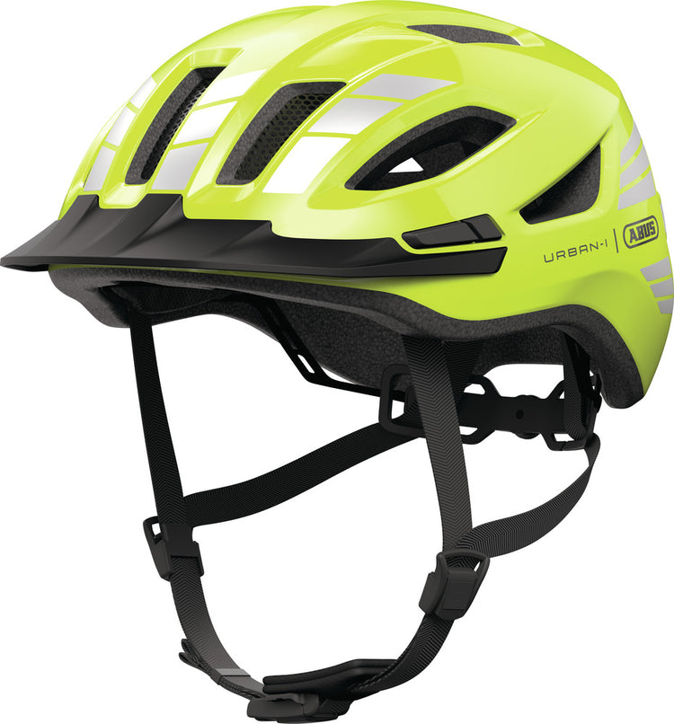 abus fahrradhelm urban 1 Abus Urban-I 4.0 Signal Yellow Fahrradhelm mit LED Rücklicht