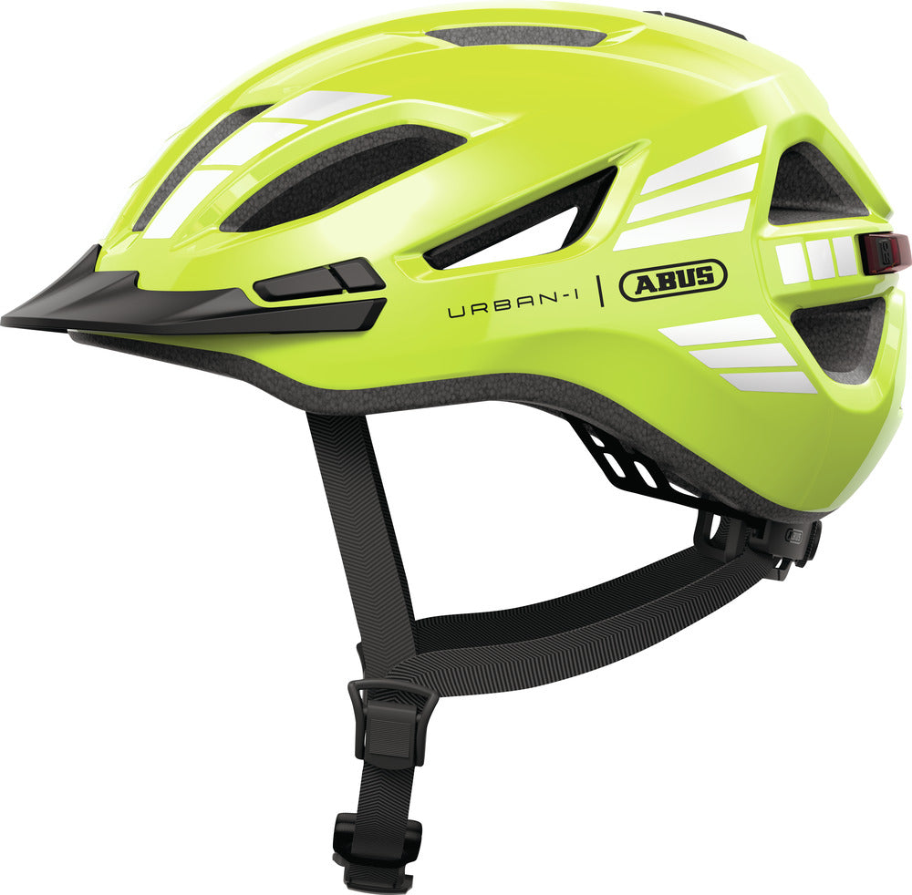Abus Urban-I 4.0 Signal Yellow Fahrradhelm mit LED Rücklicht