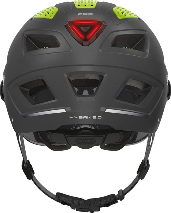 Abus Hyban 2.0 ACE Titan Fahrradhelm mit Visier und LED Rücklicht