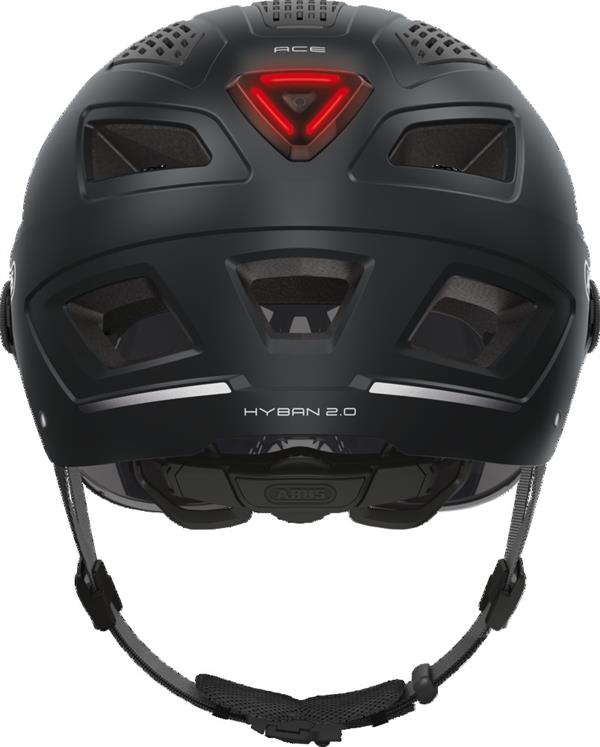 abus fahrradhelm aca2 urban batteriewechsel Abus Hyban 2.0 ACE Velvet Black mit Visier und LED Rücklicht