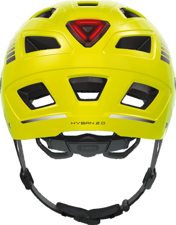 abus fahrradhelm hyban 2.0 m Abus hyban 2.0 Signal Yellow mit LED-Rücklicht