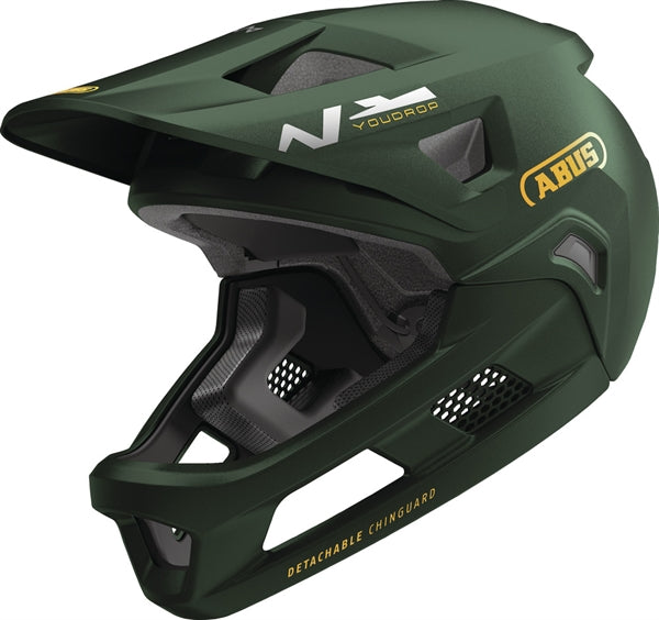 mtb helm abus Abus YouDrop FF Green Moss Fullface-Kinderhelm Bmx