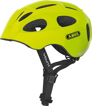 fahrradhelm kik Abus Youn-I Neon Yellow mit LED Rücklicht