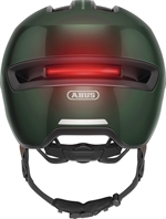 Abus Hud-Y Moss Green. Dunkelgrüner City-Helm und Fahrradhelm mit LED Rücklicht