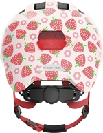 Abus Smiley 3.0 LED Rose Strawberry. Kinderhelm und Kleinkinderhelm mit Erdbeermotiv und LED-Licht hinten