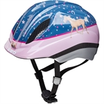 Ked Meggy II Originals Pferdefreunde | Blauer & rosafarbener Fahrradhelm für Kleinkinder. Mit Pferden